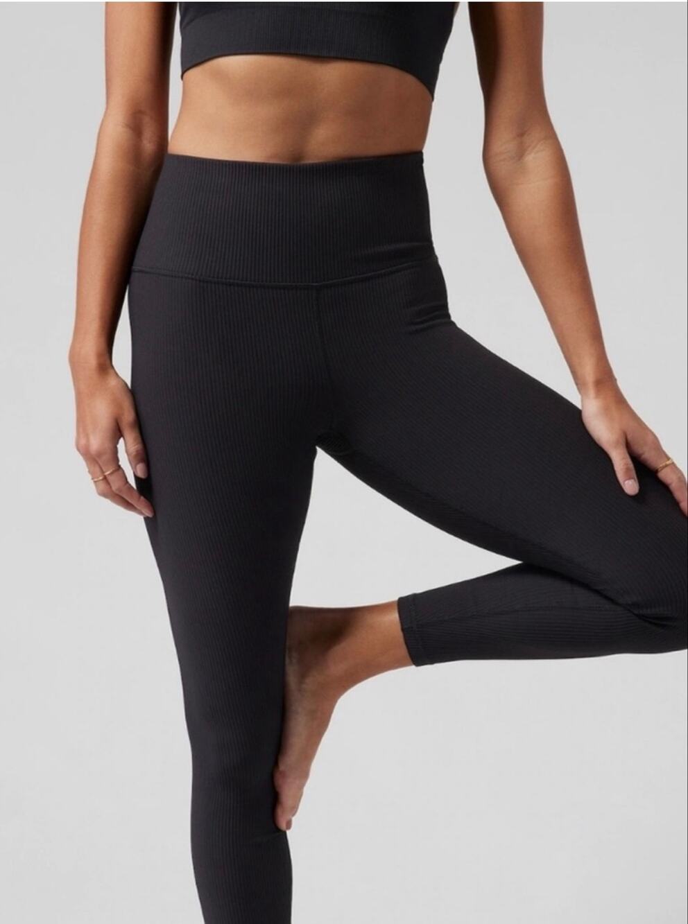 Athleta Elation Rib Tight | Black Leggings | Womens Size S Yoga *EUC 631867